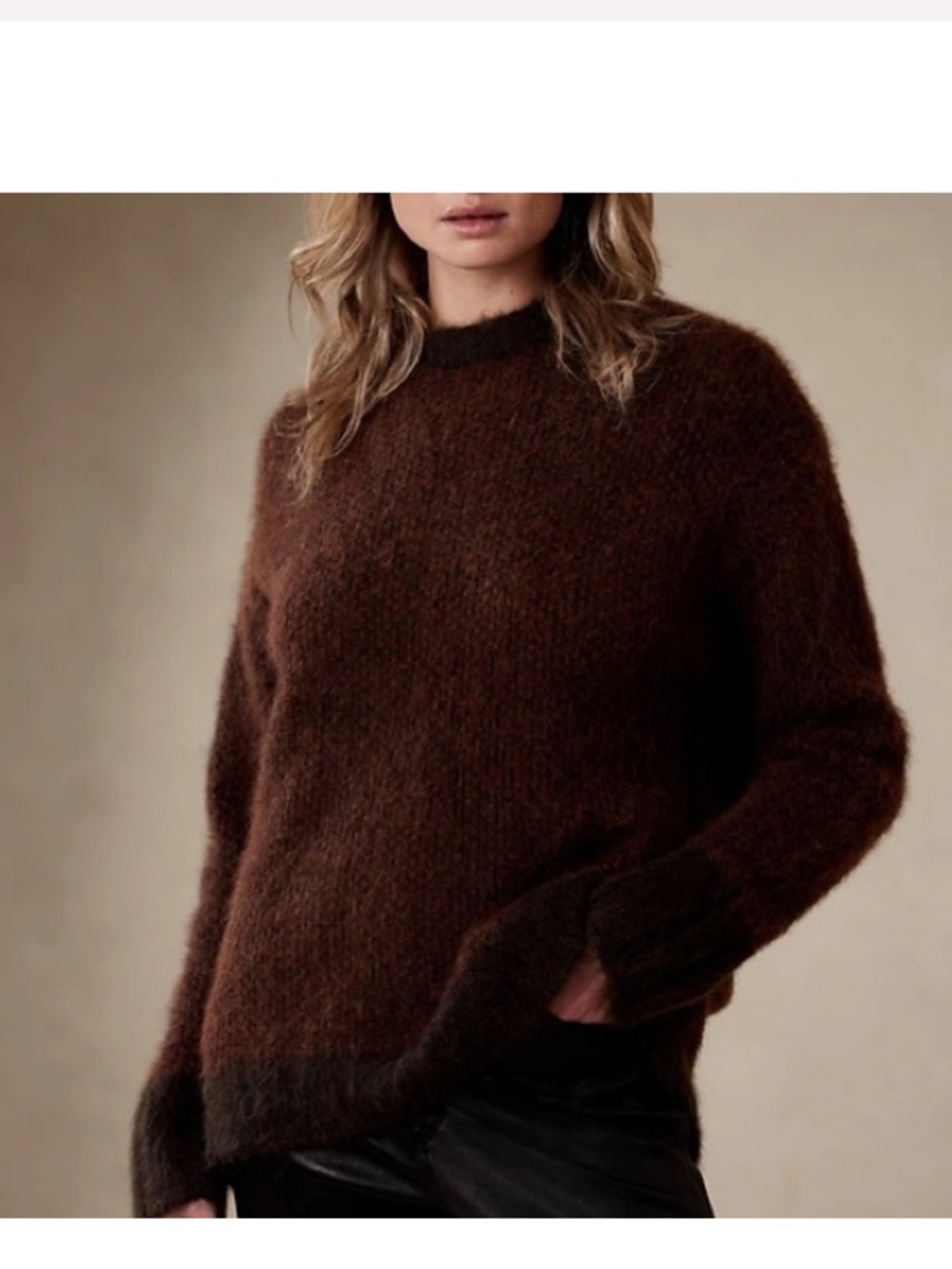 Banana Republic Women’s Andi Oversized Alpaca Blend Fuzzy Sweater Rust Red Large